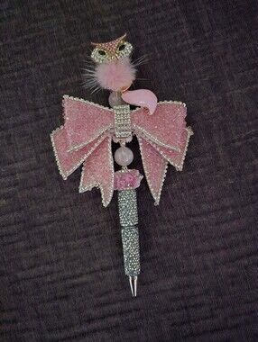 Pink Bow Fox Crystal Ballpoint Pen